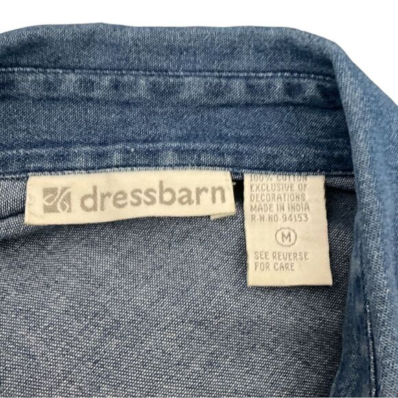 𝅺Dress Barn Button-down Chambray Egyptian Shirt Size M - Picture 3 of 4